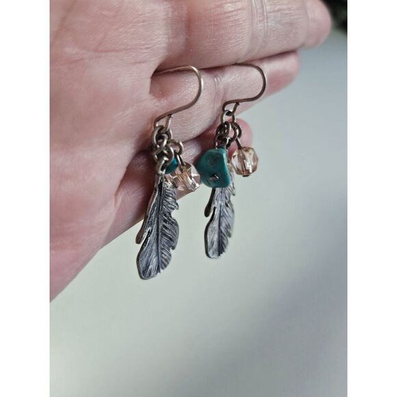 Southwest style feather earrings - Picture 3 of 9